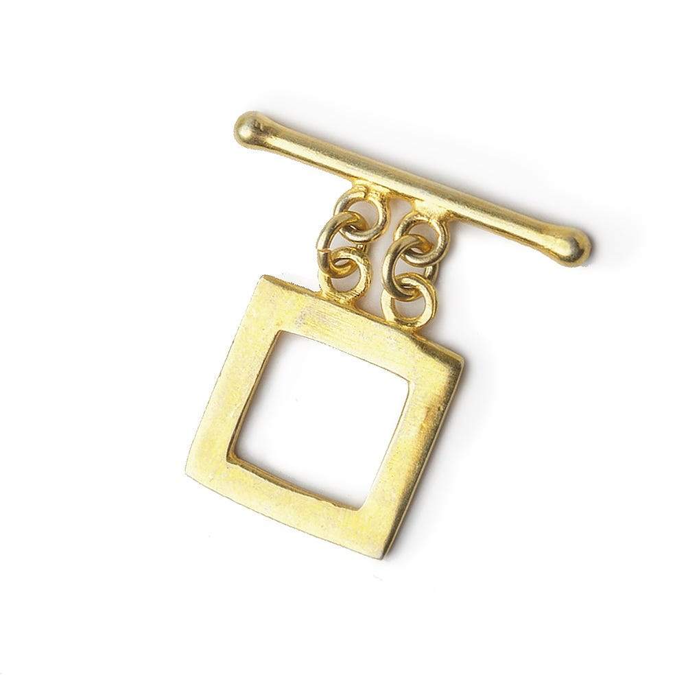 15x15mm Vermeil Square Double Strand Toggle 1 piece - Beadsofcambay.com