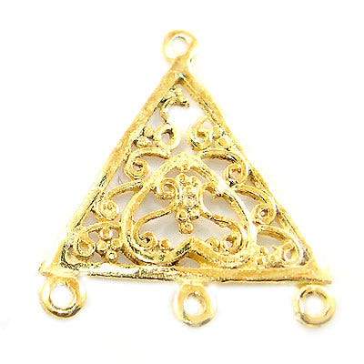 15x15mm Vermeil Trillion With Scroll Heart - Spacer Chandeliar Set of 2 - Beadsofcambay.com