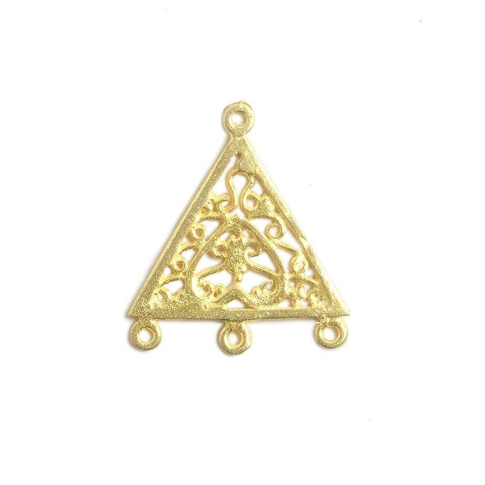 15x15mm Vermeil Trillion With Scroll Heart - Spacer Chandeliar Set of 2 - Beadsofcambay.com