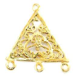 15x15mm Vermeil Trillion With Scroll Heart - Spacer Chandeliar Set of 2 - Beadsofcambay.com