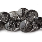 15x16-17x18mm Black Tourmalinated Quartz faceted hearts 6 inch 22 beads AAA - Beadsofcambay.com