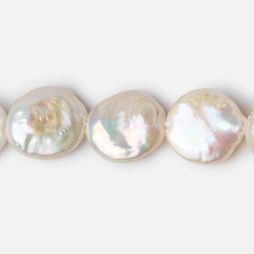 15x17mm Large Hole Off White Coin Freshwater Pearls 8 inch 12 pieces - Beadsofcambay.com