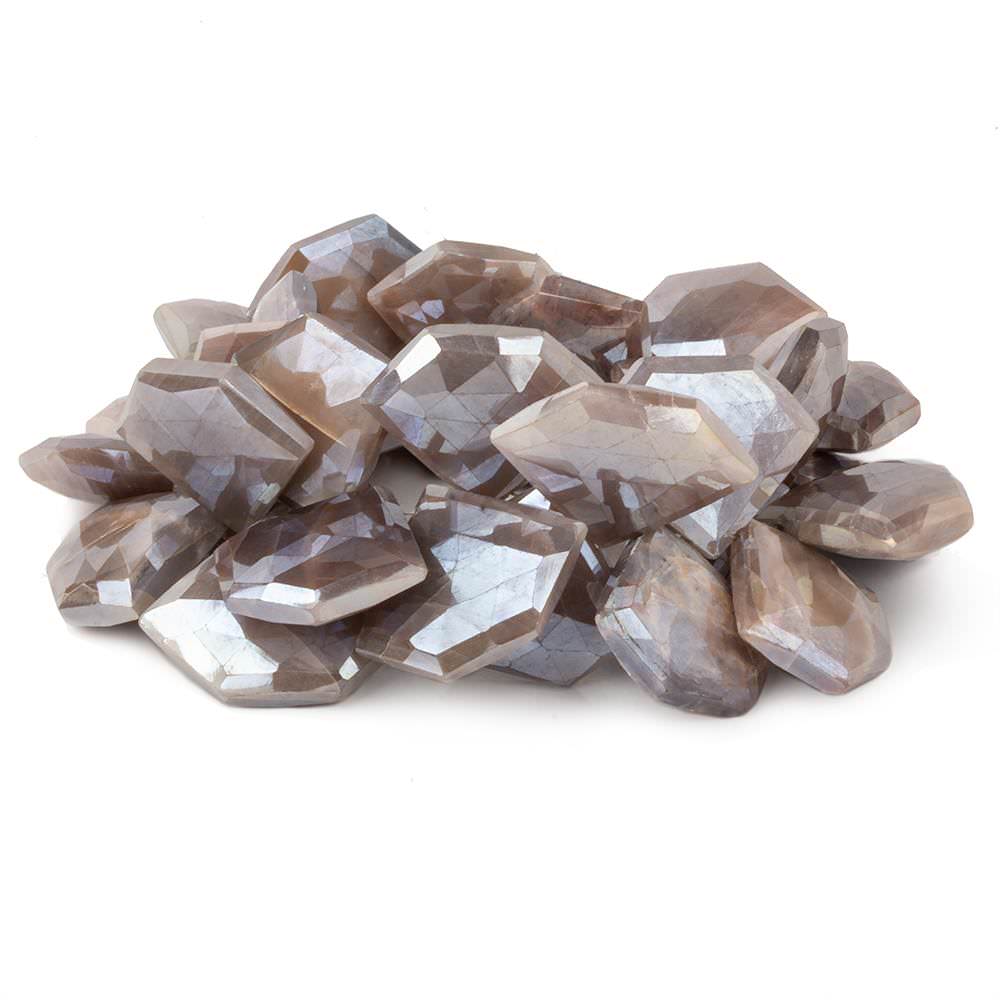 15x19-19x24mm Mystic Chocolate Moonstone Faceted Pentagonals 8 inch 29 beads - Beadsofcambay.com