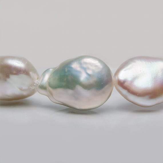 15x19-20x15mm Off White Straight Drill Baroque Freshwater Pearl 16 inch 21 pcs - Beadsofcambay.com