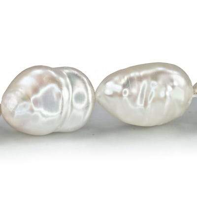 15x19-20x15mm Off White Straight Drill Baroque Freshwater Pearl 16 inch 21 pcs - Beadsofcambay.com