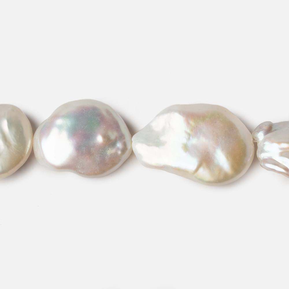 15x19-20x15mm Off White Straight Drill Baroque Freshwater Pearl 16 inch 21 pcs - Beadsofcambay.com