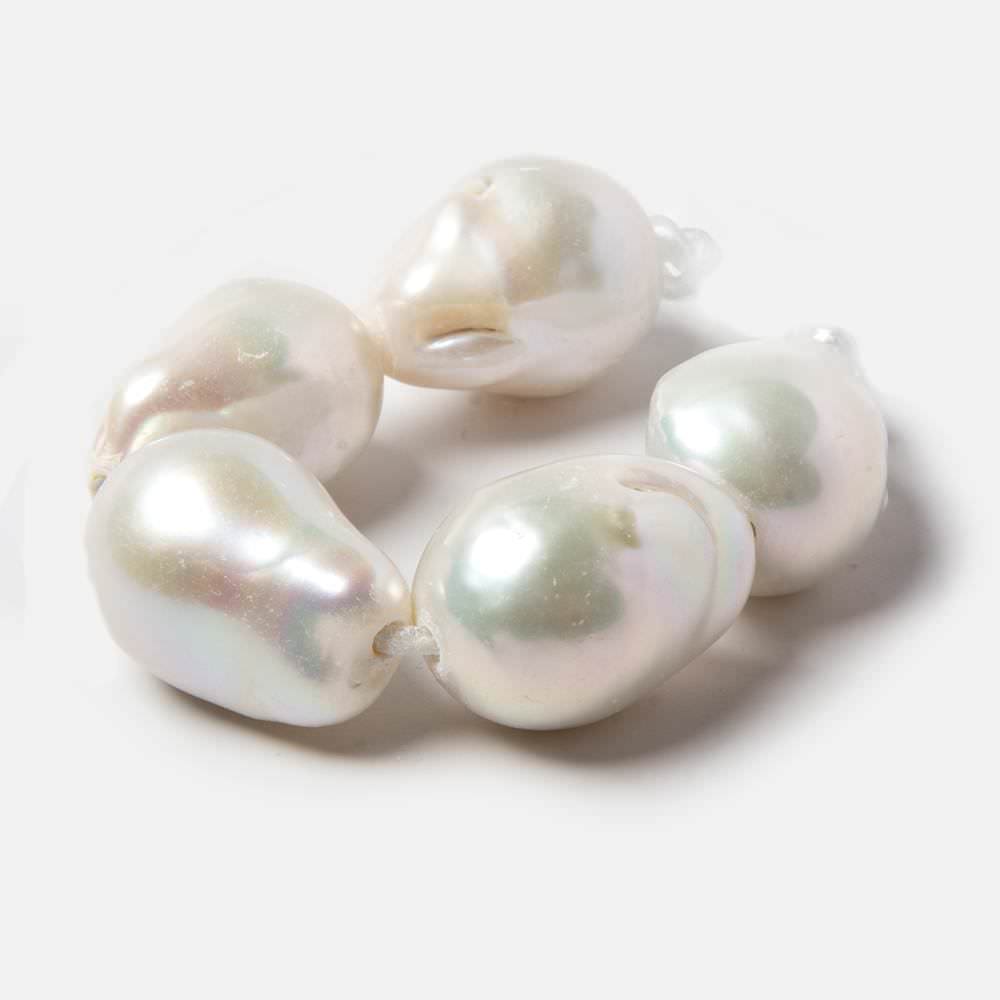 15x20-16x22mm Off White Ultra Baroque 2.5mm Hole Freshwater Pearls 5 pcs - Beadsofcambay.com