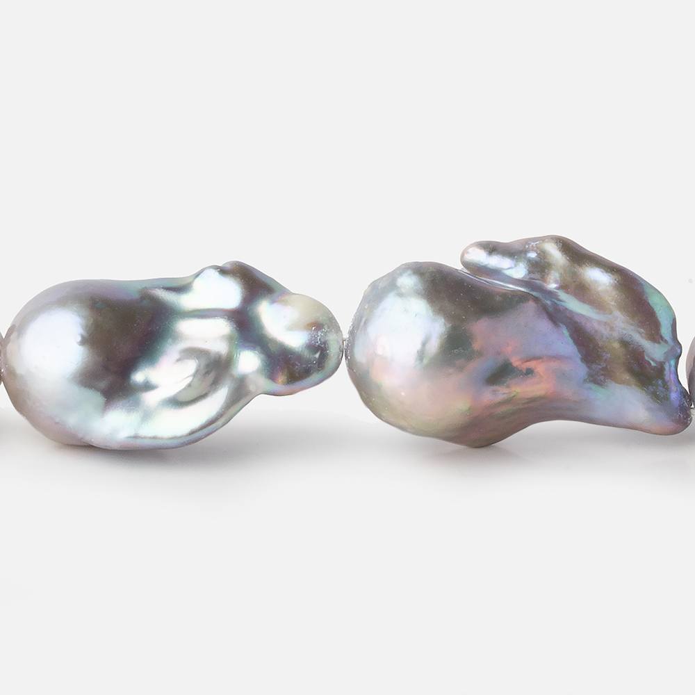15x27-19x36mm Silver Rose' Ultra Baroque Freshwater Pearl 16 inch 13 pieces A - Beadsofcambay.com