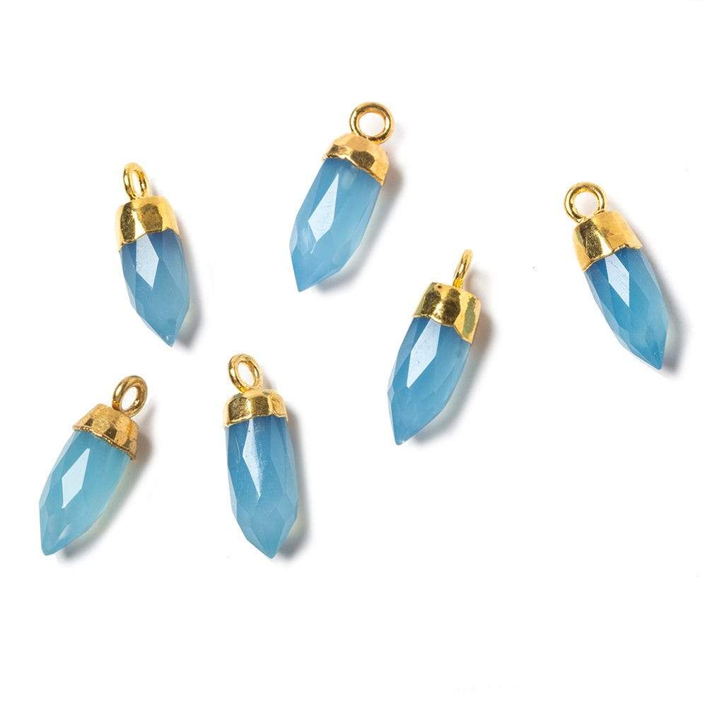 15x5mm Gold Leafed Blue Chalcedony Spike Pendants 1 piece - Beadsofcambay.com