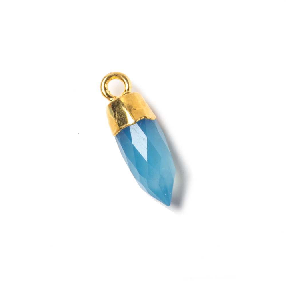15x5mm Gold Leafed Blue Chalcedony Spike Pendants 1 piece - Beadsofcambay.com