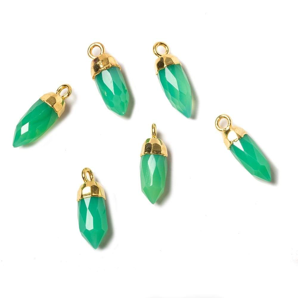 15x5mm Gold Leafed Citrus Green Onyx Spike Pendants 1 piece - Beadsofcambay.com