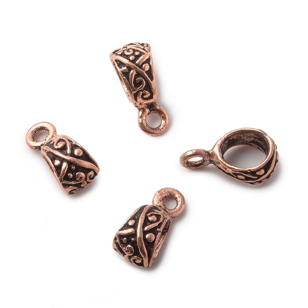15x6mm Art Deco Antiqued Copper Bail Finding Set of 4 - Beadsofcambay.com