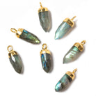 15x6mm Gold Leafed Labradorite Spike Pendants 1 piece - Beadsofcambay.com
