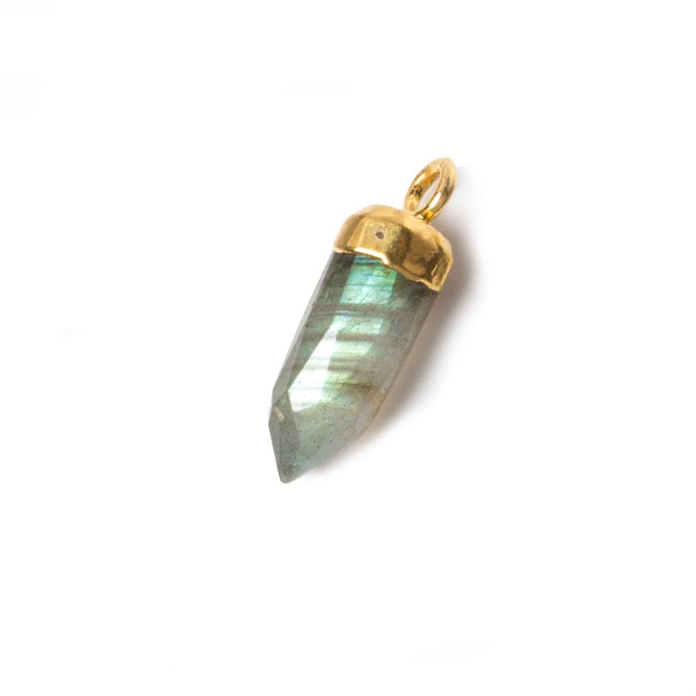 15x6mm Gold Leafed Labradorite Spike Pendants 1 piece - Beadsofcambay.com