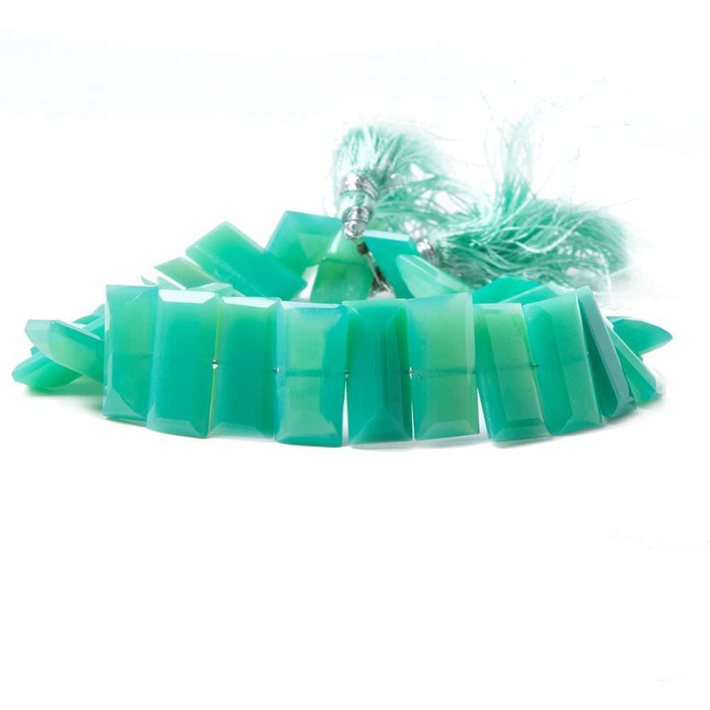 15x7mm Mint Green Chalcedony Emerald Cut Top Drilled Beads 8 in. 27 pieces - Beadsofcambay.com