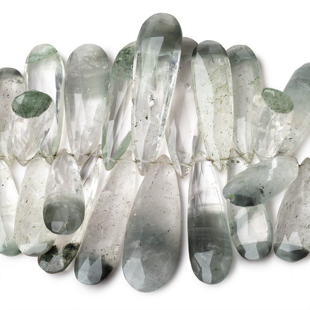 15x8-40x11mm Moss Quartz Faceted Pear Beads 7 inch 59 pieces AA - Beadsofcambay.com