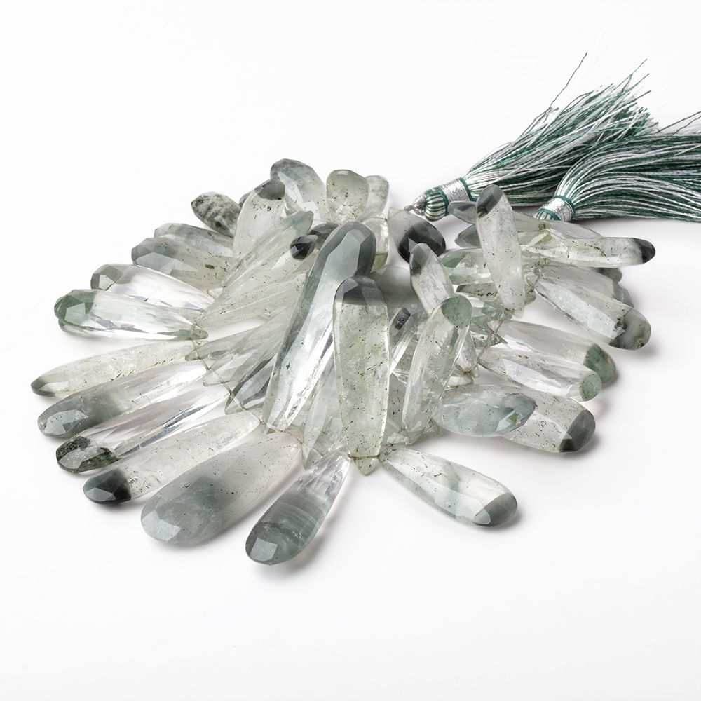 15x8-40x11mm Moss Quartz Faceted Pear Beads 7 inch 59 pieces AA - Beadsofcambay.com