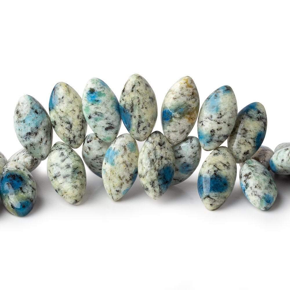 15x8mm K2 Azurite Granite "K2 Jasper" plain marquise beads 8 inch 55 pieces - Beadsofcambay.com