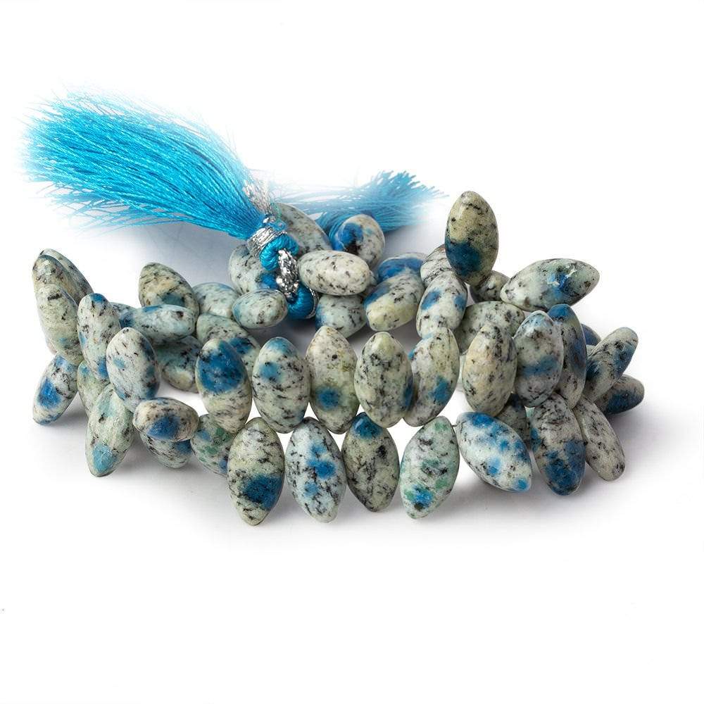 15x8mm K2 Azurite Granite "K2 Jasper" plain marquise beads 8 inch 55 pieces - Beadsofcambay.com