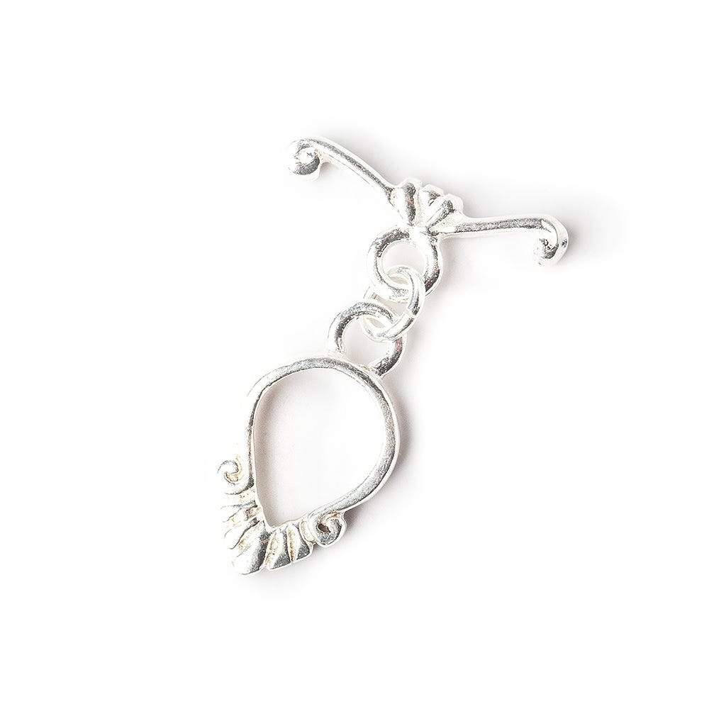 15x8mm Sterling Silver Toggle Fluted Pear Design 1 piece - Beadsofcambay.com