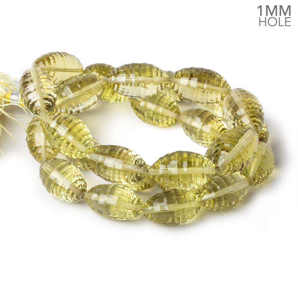 15x9-19x10mm Lemon Quartz Concave Faceted Marquise 18 inch 29 beads AAA - Beadsofcambay.com