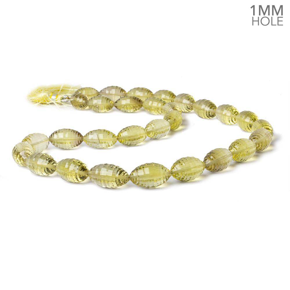 15x9-19x10mm Lemon Quartz Concave Faceted Marquise 18 inch 29 beads AAA - Beadsofcambay.com