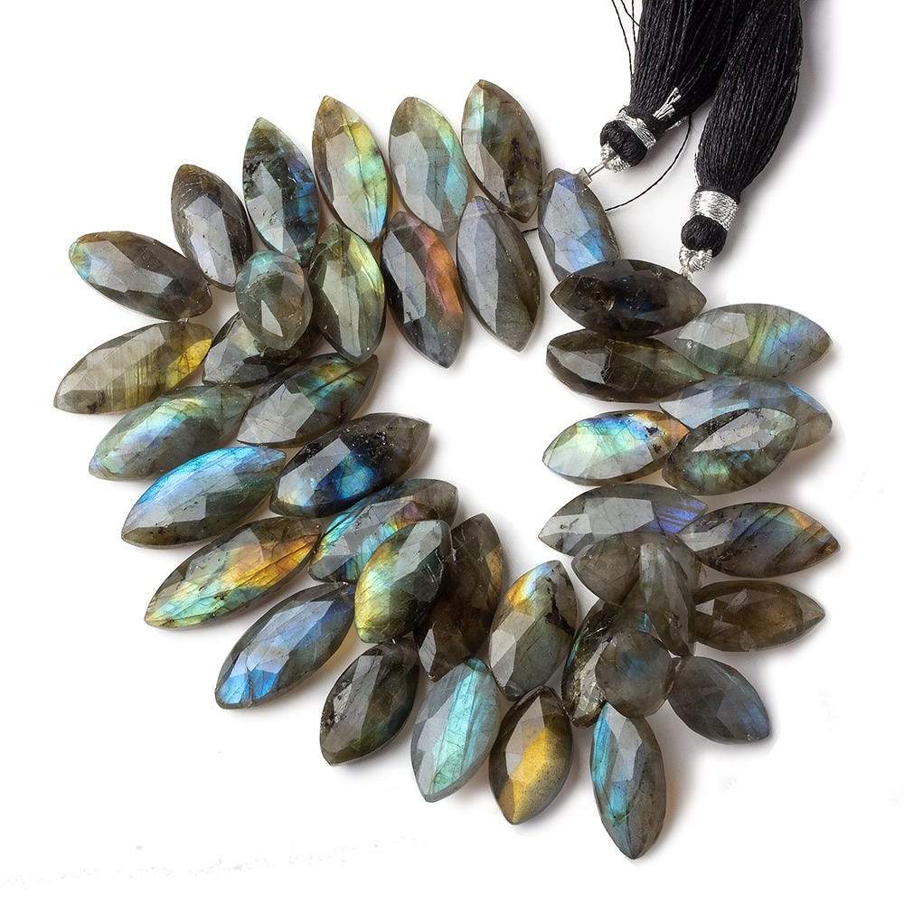 15x9-19x9mm Labradorite faceted marquise beads 7.5 inch 40 pieces - Beadsofcambay.com
