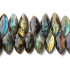 15x9-19x9mm Labradorite faceted marquise beads 7.5 inch 40 pieces - Beadsofcambay.com