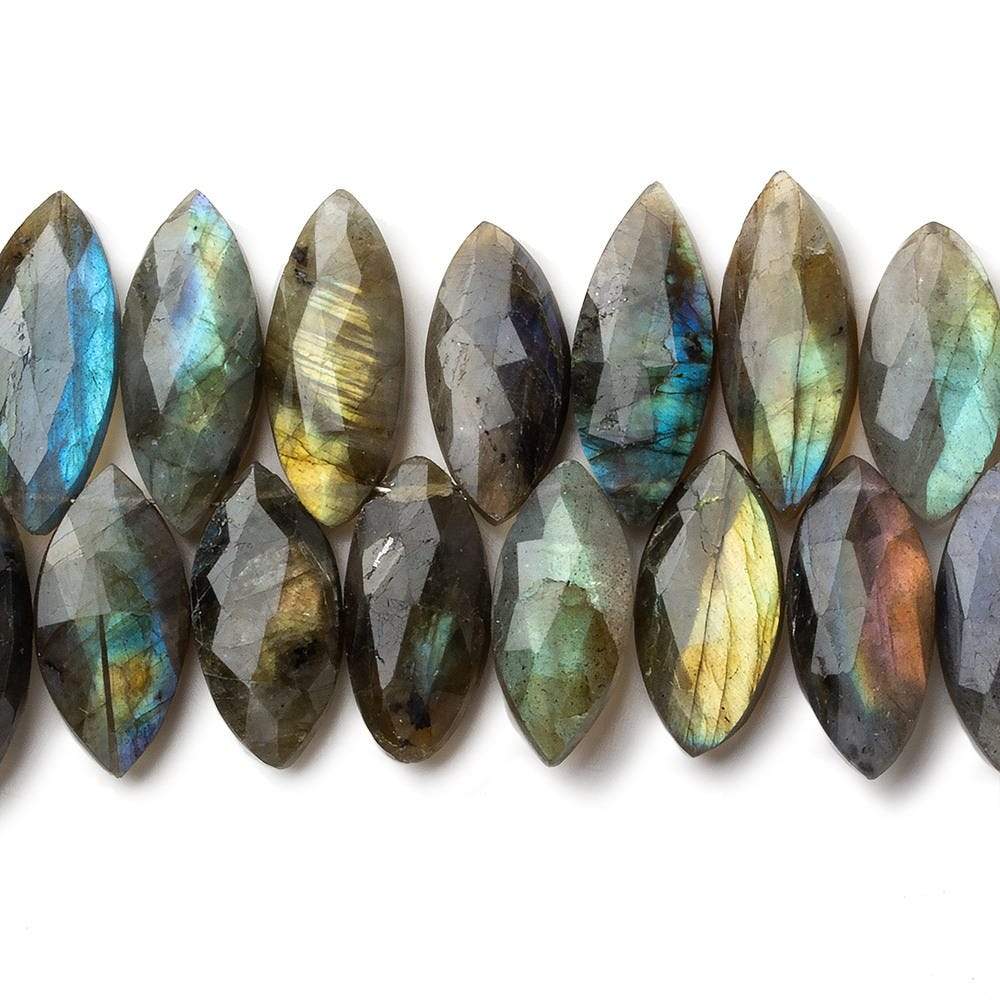 15x9-19x9mm Labradorite faceted marquise beads 7.5 inch 40 pieces - Beadsofcambay.com