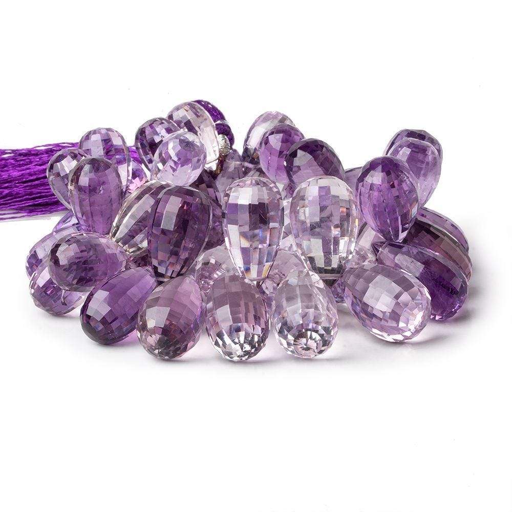 15x9-20x11mm Amethyst, Pink Amethyst & Crystal Quartz Faceted Tear Drop Beads 45 pcs - Beadsofcambay.com