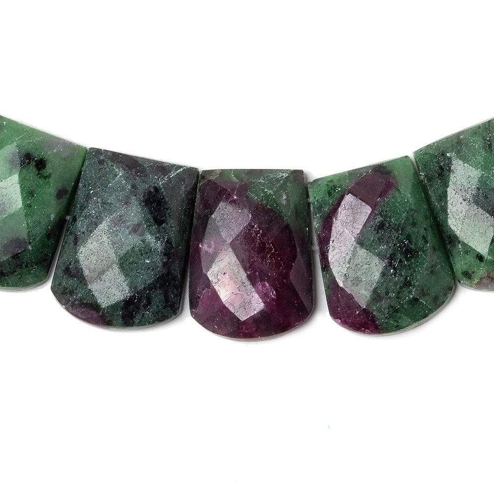 15x9-20x15mm Ruby in Zoisite double drilled faceted fancy shape collar 35 beads - Beadsofcambay.com