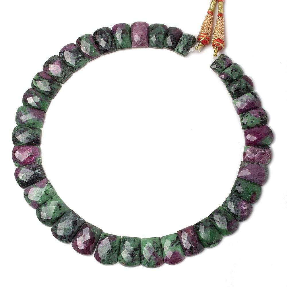 15x9-20x15mm Ruby in Zoisite double drilled faceted fancy shape collar 35 beads - Beadsofcambay.com