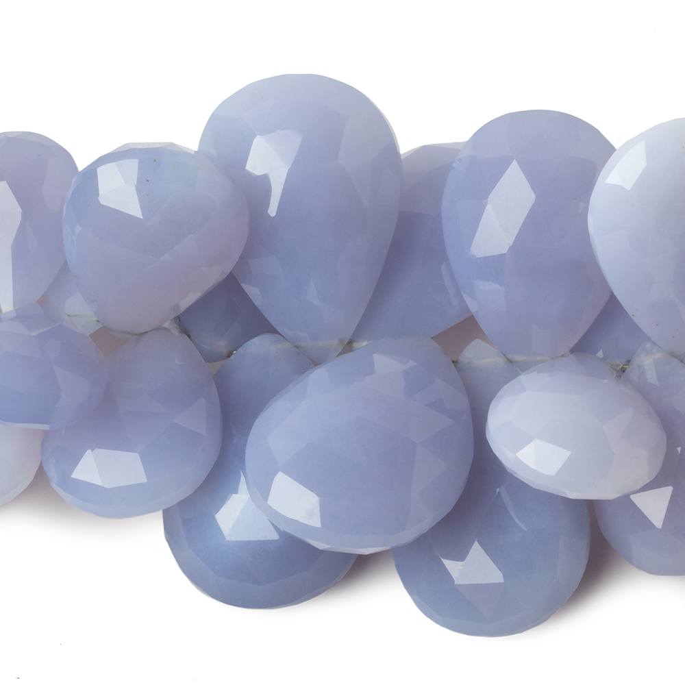 15x9 - 30x21mm Turkish Blue Chalcedony Faceted Pear Beads 6.5 inch 39 pieces AAA Grade - Beadsofcambay.com