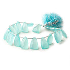15x9mm Seafoam Blue Chalcedony top drilled faceted points 8 inch 22 beads - Beadsofcambay.com