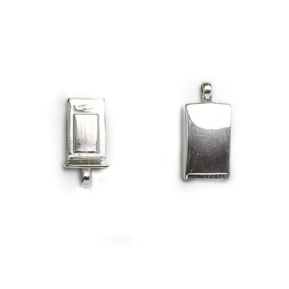 15x9mm Sterling Silver Box Clasp Plain Rectangle Design 1 piece - Beadsofcambay.com