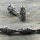 15x9mm Sterling Silver Plated Copper Cone Geometric Pattern *DISCONTINUED* - Beadsofcambay.com