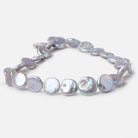 16-16.5mm Silver Coin Freshwater Pearls 16 inch 24 Beads - Beadsofcambay.com