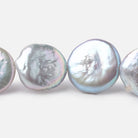 16-16.5mm Silver Coin Freshwater Pearls 16 inch 24 Beads - Beadsofcambay.com