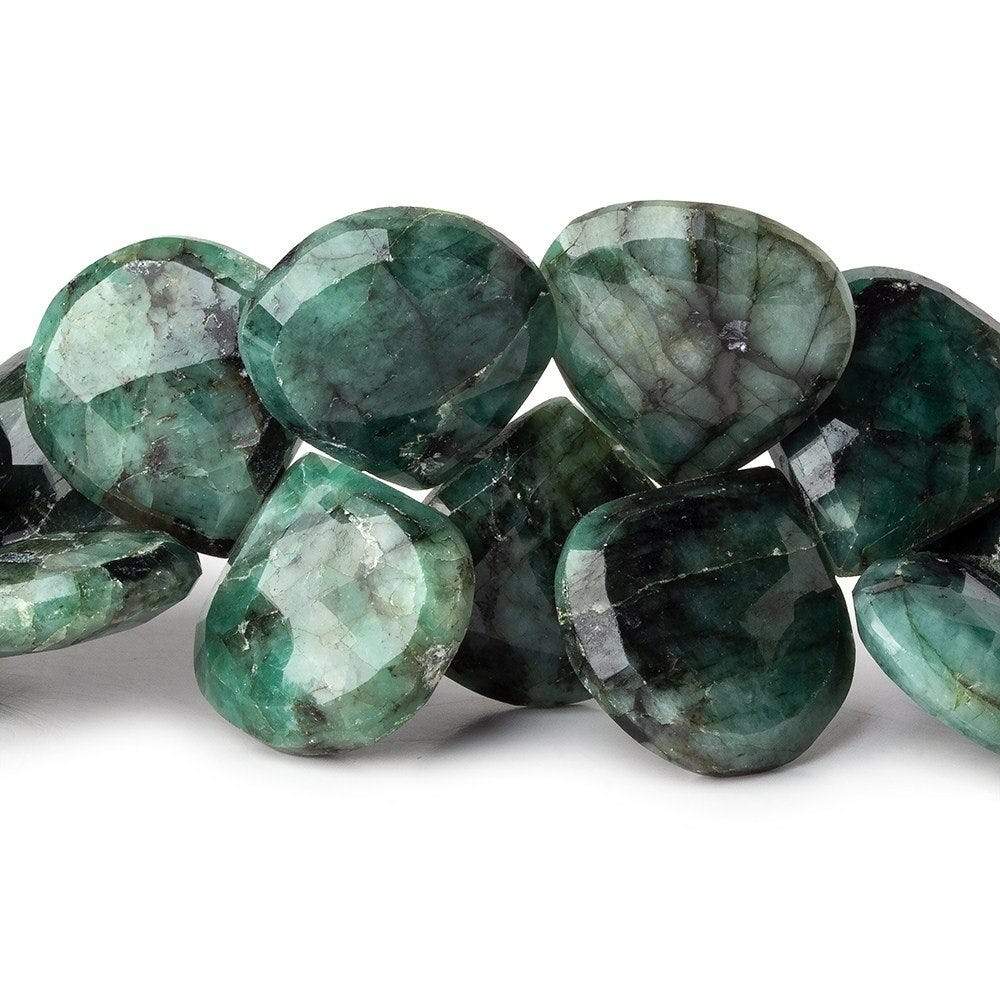 16-17mm Brazilian Emerald Faceted Heart Beads 8 inch 32 pcs - Beadsofcambay.com
