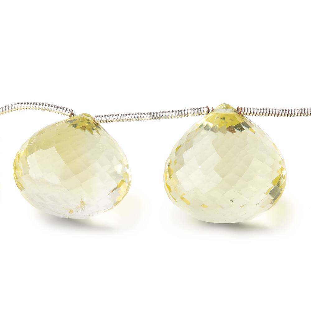 16-18mm Lemon Quartz Faceted Candy Kiss Beads 7 inch 9 pieces - Beadsofcambay.com