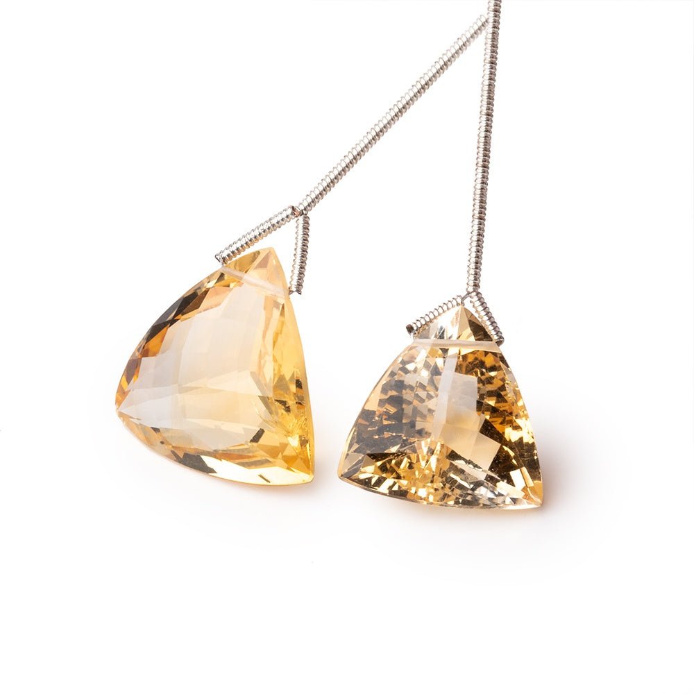 16-19mm Citrine Faceted Trillion Focal Set of 2 Beads - Beadsofcambay.com