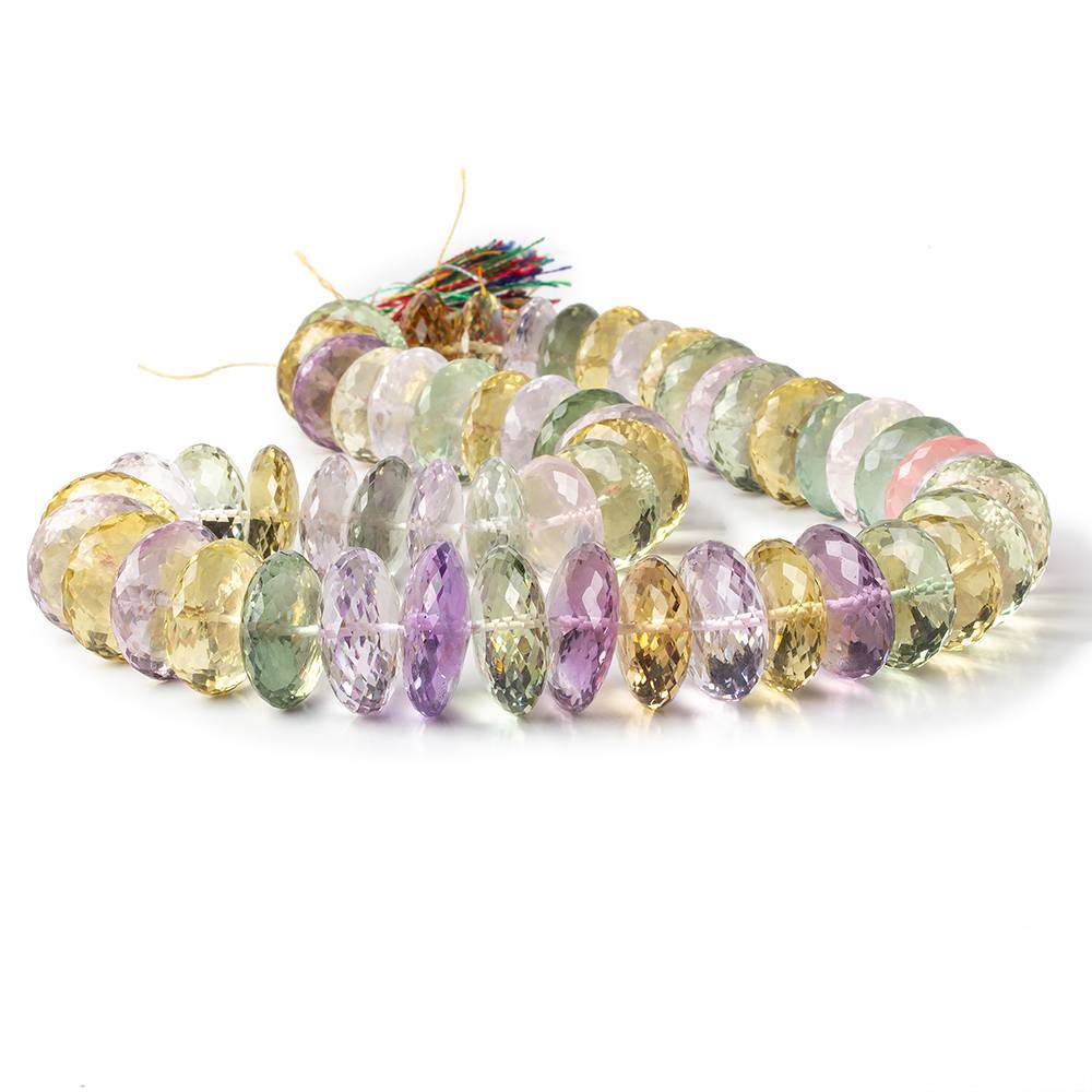16-19mm Multi Gemstone German Faceted Rondelle Beads 16 inch 55 pieces AAA - Beadsofcambay.com