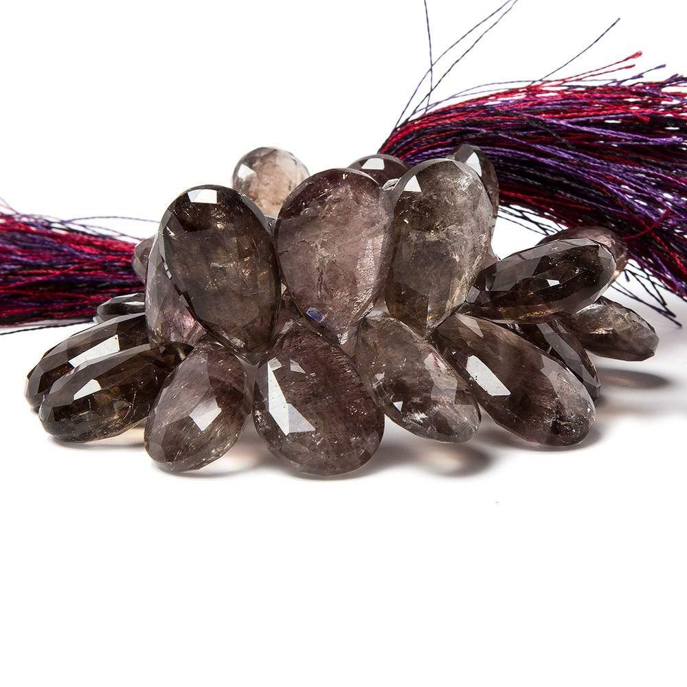 16-21mm Mossy and Tourmalinated Amethyst Beads Pear Briolette 6.5 inch 34 pieces - Beadsofcambay.com