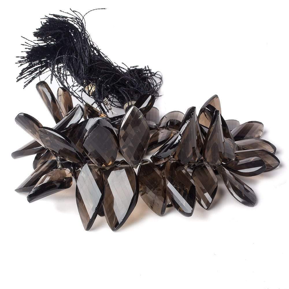 16-27mm Smoky Quartz Beads Twist Marquise Briolette, AA Grade 8.5 inch 56 pieces - Beadsofcambay.com