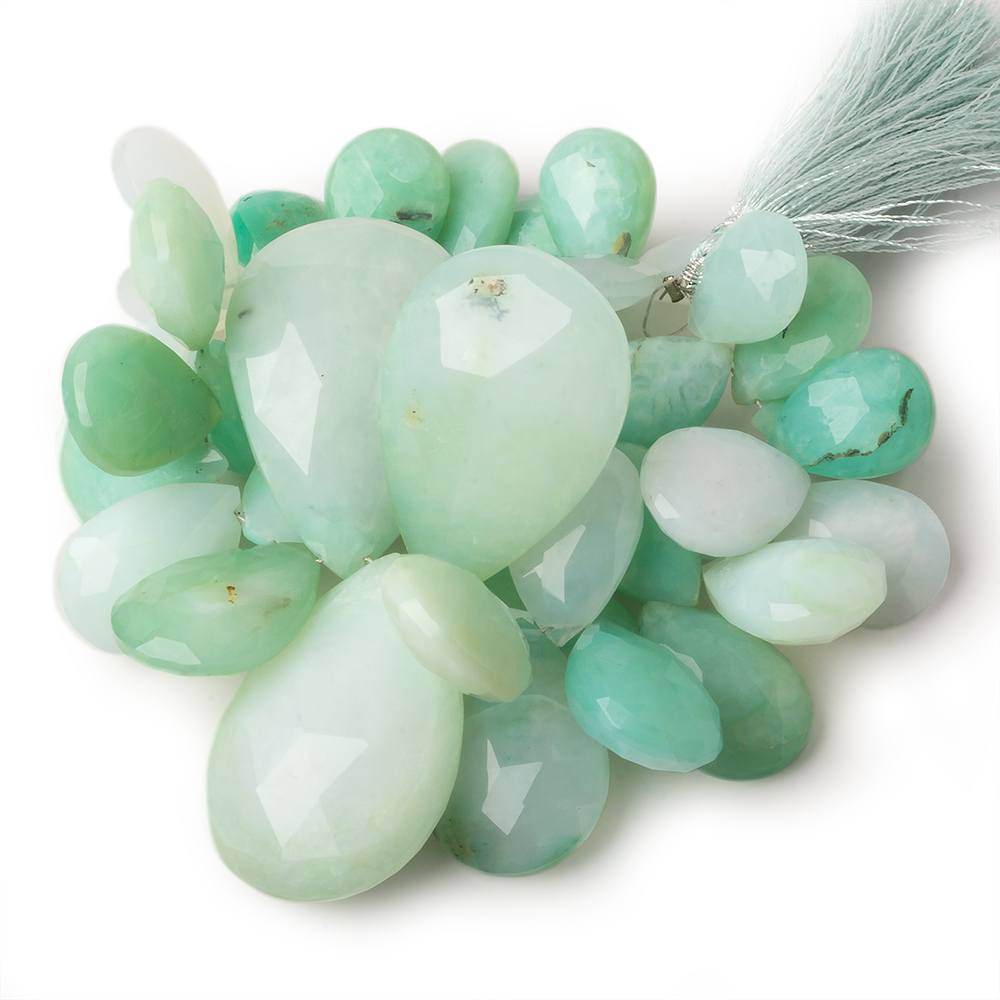 16-35mm Blue Peruvian Opal Faceted Pear Beads 7 inch 42 pieces - Beadsofcambay.com