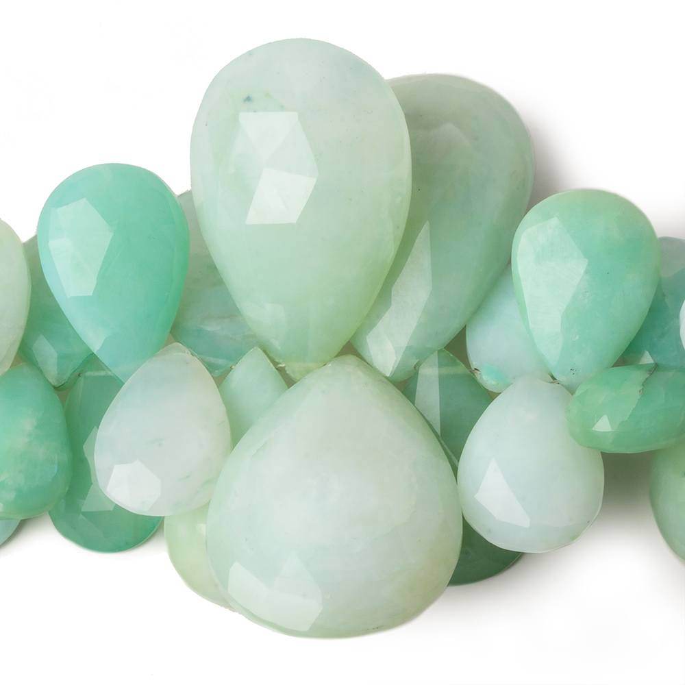16-35mm Blue Peruvian Opal Faceted Pear Beads 7 inch 42 pieces - Beadsofcambay.com
