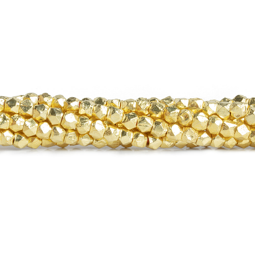 3.5mm 14kt Gold plated Copper Faceted Nugget Beads 8 inch 80 beads