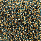 2mm London Blue Quartz Gold plated Dangling Chain by the foot - BeadsofCambay.com