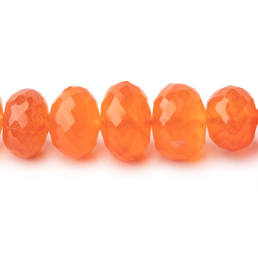 8-11mm Carnelian Faceted Rondelle Beads 16 inch 57 pieces - BeadsofCambay.com