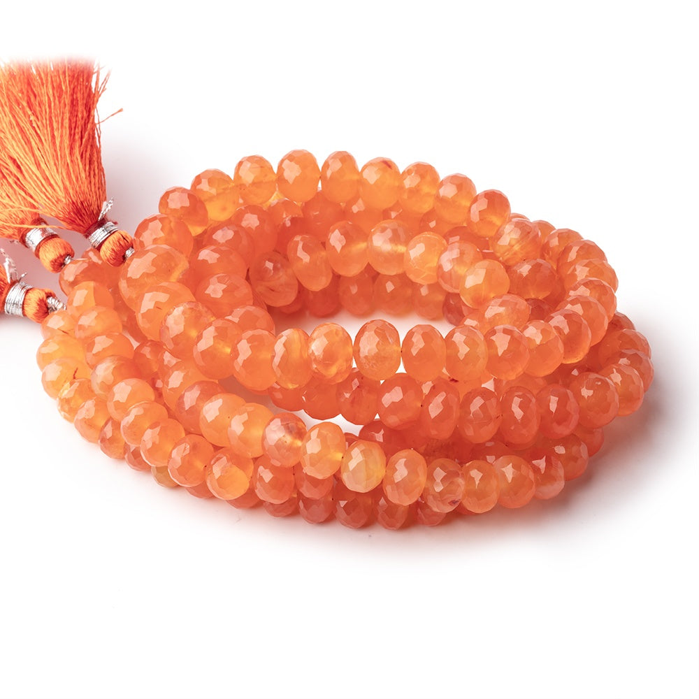 8-11mm Carnelian Faceted Rondelle Beads 16 inch 57 pieces - BeadsofCambay.com